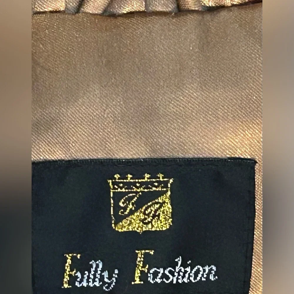 Golden Color 100% Modacrylic Faux Fur Coat By- Fully Fashions. Size Large